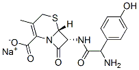 sodium [6R-[6alpha,7beta(R*)]]-7-[amino(4-hydroxyphenyl)acetamido]-3-methyl-8-oxo-5-thia-1-azabicyclo[4.2.0]oct-2-ene-2-carboxylate Struktur