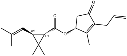 (2-methyl-4-oxo-3-prop-2-enyl-1-cyclopent-2-enyl) 2,2-dimethyl-3-(2-methylprop-1-enyl)cyclopropane-1-carboxylate Struktur