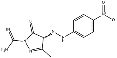 4,5-Dihydro-3-methyl-4-[2-(4-nitrophenyl)hydrazono]-5-oxo-1H-pyrazole-1-carboxamidine Struktur