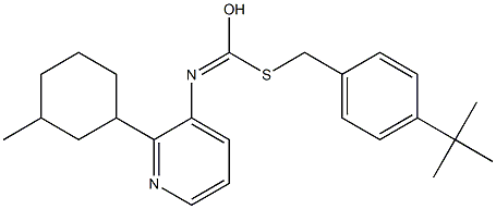 S-((4-(1,1-Dimethylethyl)phenyl)methyl)O-(3-methylcyclohexyl)-3-pyridinylcarbonimidothioate Struktur