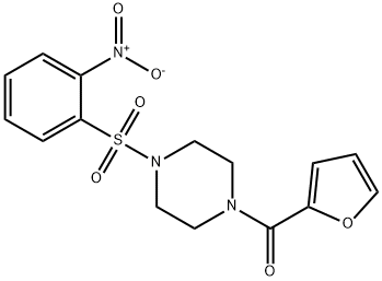 2-furyl{4-[(2-nitrophenyl)sulfonyl]piperazino}methanone Struktur