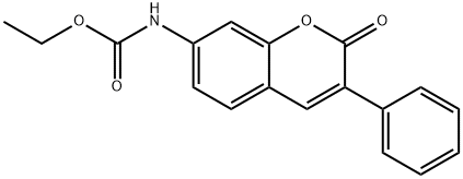 (2-Oxo-3-phenyl-2H-1-benzopyran-7-yl)carbamic acid ethyl ester Struktur