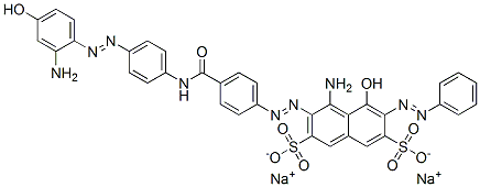 disodium 4-amino-3-[[4-[[[4-[(2-amino-4-hydroxyphenyl)azo]phenyl]amino]carbonyl]phenyl]azo]-5-hydroxy-6-(phenylazo)naphthalene-2,7-disulphonate Struktur