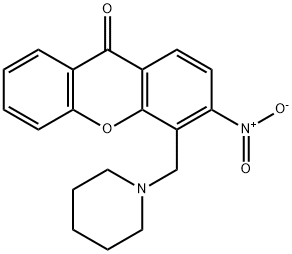 3-Nitro-4-(piperidinomethyl)-9H-xanthen-9-one Struktur