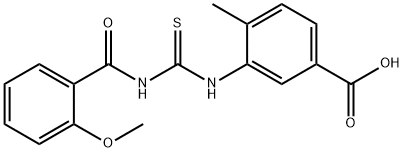 3-[[[(2-METHOXYBENZOYL)AMINO]THIOXOMETHYL]AMINO]-4-METHYL-BENZOIC ACID Struktur