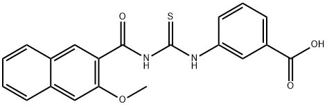 3-[[[[(3-METHOXY-2-NAPHTHALENYL)CARBONYL]AMINO]THIOXOMETHYL]AMINO]-BENZOIC ACID Struktur