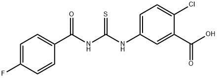 2-CHLORO-5-[[[(4-FLUOROBENZOYL)AMINO]THIOXOMETHYL]AMINO]-BENZOIC ACID Struktur