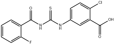 2-CHLORO-5-[[[(2-FLUOROBENZOYL)AMINO]THIOXOMETHYL]AMINO]-BENZOIC ACID Struktur