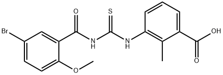 3-[[[(5-BROMO-2-METHOXYBENZOYL)AMINO]THIOXOMETHYL]AMINO]-2-METHYL-BENZOIC ACID Struktur