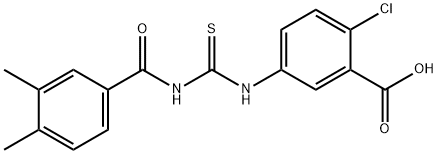 2-CHLORO-5-[[[(3,4-DIMETHYLBENZOYL)AMINO]THIOXOMETHYL]AMINO]-BENZOIC ACID Struktur