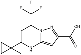 5-(1-METHYL-CYCLOPROPYL)-7-TRIFLUOROMETHYL-4,5,6,7-TETRAHYDRO-PYRAZOLO[1,5-A]PYRIMIDINE-2-CARBOXYLIC ACID Struktur