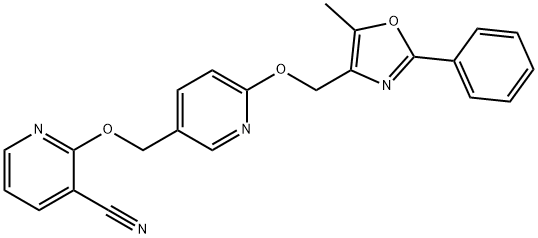 2-[[6-[(5-methyl-2-phenyl-4-oxazolyl)methoxy]-pyridin-
3-yl]methoxy]nicotinonitrile Struktur