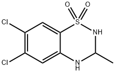 6,7-Dichloro-3,4-dihydro-3-methyl-2H-1,2,4-benzothiadiazine 1,1-dioxide Struktur