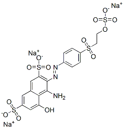 4-Amino-5-hydroxy-3-[[4-[[2-(sulfooxy)ethyl]sulfonyl]phenyl]azo]-2,7-naphthalenedisulfonic acid, sodium salt coupled with diazotized 2-amino-4-[[4-chloro-6-[[2-[2-[(2-chloroethyl) sulfonyl]ethoxy]ethyl]amino]-1,3,5-triazin-2-yl]amino]benzenesulfonic acid Struktur