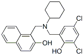 1-[[cyclohexyl-[(3,5-dichloro-2-hydroxy-phenyl)methyl]amino]methyl]nap hthalen-2-ol Struktur