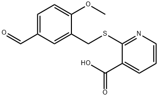 2-[(5-formyl-2-methoxybenzyl)thio]nicotinic acid Struktur