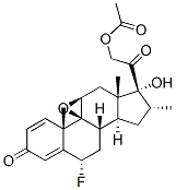 9beta,11beta-epoxy-6alpha-fluoro-17,21-dihydroxy-16alpha-methylpregna-1,4-diene-3,20-dione 21-acetate  Struktur