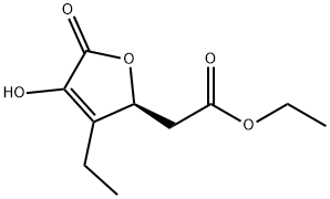 2-Furanacetic acid, 3-ethyl-2,5-dihydro-4-hydroxy-5-oxo-, ethyl ester, (2S)- (9CI) Struktur