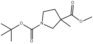 1,3-Pyrrolidinedicarboxylic acid, 3-methyl-, 1-(1,1-dimethylethyl) 3-methyl ester Struktur