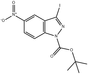 3-IODO-5-NITRO-1H-INDAZOLE-1-CARBOXYLIC ACID TERT-BUTYL ESTER Struktur