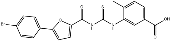 3-[[[[[5-(4-BROMOPHENYL)-2-FURANYL]CARBONYL]AMINO]THIOXOMETHYL]AMINO]-4-METHYL-BENZOIC ACID Struktur