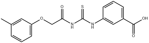 3-[[[[(3-METHYLPHENOXY)ACETYL]AMINO]THIOXOMETHYL]AMINO]-BENZOIC ACID Struktur