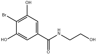 4-bromo-3,5-dihydroxy-N-(2-hydroxyethyl)benzamide Struktur