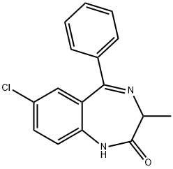 3-Methyl-5-phenyl-7-chloro-1H-1,4-benzodiazepine-2(3H)-one Struktur