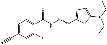 Benzoic  acid,  4-cyano-2-fluoro-,  [[5-(diethylamino)-2-furanyl]methylene]hydrazide  (9CI) Struktur