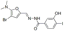 Benzoic  acid,  3-hydroxy-4-iodo-,  [[4-bromo-5-(dimethylamino)-2-furanyl]methylene]hydrazide  (9CI) Struktur