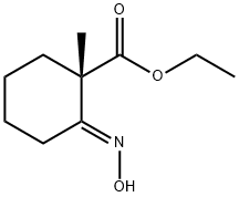 Cyclohexanecarboxylic acid, 2-(hydroxyimino)-1-methyl-, ethyl ester, (1S,2E)- Struktur