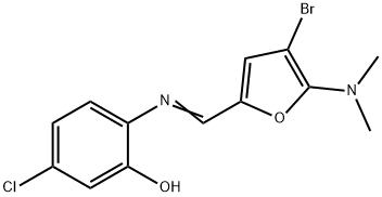 Phenol,  2-[[[4-bromo-5-(dimethylamino)-2-furanyl]methylene]amino]-5-chloro- Struktur