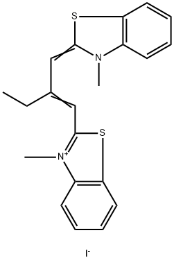 3-methyl-2-[2-[(3-methyl-3H-benzothiazol-2-ylidene)methyl]but-1-enyl]benzothiazolium iodide Struktur