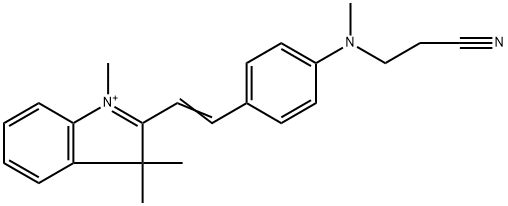 3-[methyl-[4-[(E)-2-(1,3,3-trimethylindol-2-yl)ethenyl]phenyl]amino]propanenitrile Struktur