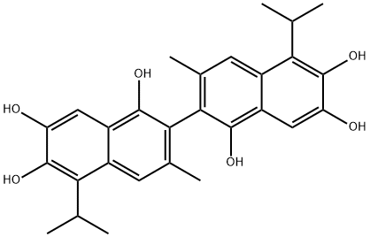 [2,2'-Binaphthalene]-1,1',6,6',7,7'-hexol, 3,3'-diMethyl-5,5'-bis(1-Methylethyl)- Struktur