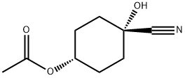 Cyclohexanecarbonitrile, 4-(acetyloxy)-1-hydroxy-, trans- (9CI) Struktur