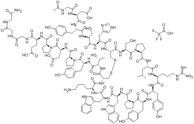 AC-GLY-ASP-TYR-SER-HIS-CYS-SER-PRO-LEU-ARG-TYR-TYR-PRO-TRP-TRP-LYS-CYS-THR-TYR-PRO-ASP-PRO-GLU-GLY-GLY-GLY-NH2, (DISULFIDE BOND) TRIFLUOROACETATE 結(jié)構(gòu)式