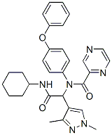 Pyrazinecarboxamide, N-[2-(cyclohexylamino)-1-(1,3-dimethyl-1H-pyrazol-4-yl)-2-oxoethyl]-N-(4-phenoxyphenyl)- (9CI) Struktur