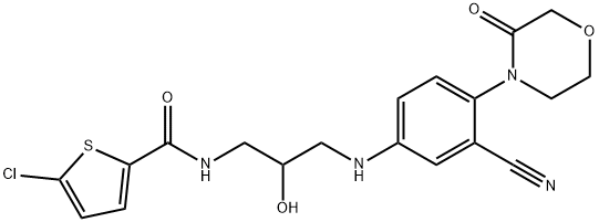 2-Thiophenecarboxamide, 5-chloro-N-[3-[[3-cyano-4-(3-oxo-4-morpholinyl)phenyl]amino]-2-hydroxypropyl]- Struktur