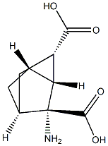 Tricyclo[2.2.1.02,6]heptane-1,3-dicarboxylic acid, 3-amino-, (1R,2R,3R,4S,6S)- Struktur