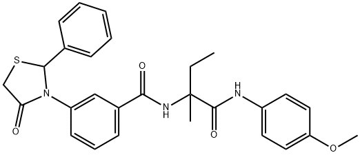 Benzamide, N-[1-[[(4-methoxyphenyl)amino]carbonyl]-1-methylpropyl]-3-(4-oxo-2-phenyl-3-thiazolidinyl)- (9CI) Struktur