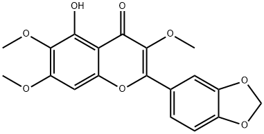 5-Hydroxy-3,6,7-trimethoxy-3',4'-methylenedioxyflavone Struktur