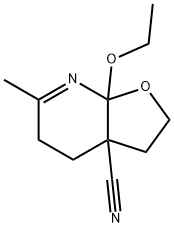 Furo[2,3-b]pyridine-3a(4H)-carbonitrile, 7a-ethoxy-2,3,5,7a-tetrahydro-6-methyl- (9CI) Struktur