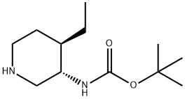 Carbamic acid, [(3S,4R)-4-ethyl-3-piperidinyl]-, 1,1-dimethylethyl ester (9CI) Struktur