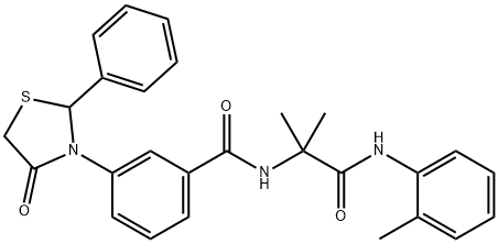 Benzamide, N-[1,1-dimethyl-2-[(2-methylphenyl)amino]-2-oxoethyl]-3-(4-oxo-2-phenyl-3-thiazolidinyl)- (9CI) Struktur