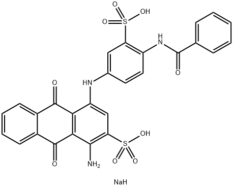 1-Amino-4-[[4-(benzoylamino)-3-sulfophenyl]amino]-9,10-dihydro-9,10-dioxo-2-anthracenesulfonic acid disodium salt Struktur