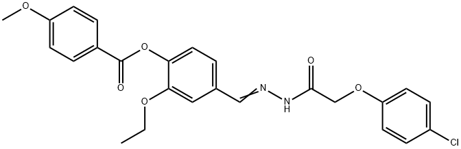 4-{2-[(4-chlorophenoxy)acetyl]carbohydrazonoyl}-2-ethoxyphenyl 4-methoxybenzoate Struktur