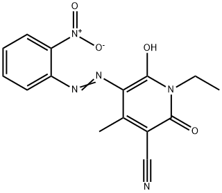 1-ethyl-1,2-dihydro-6-hydroxy-4-methyl-5-[(2-nitrophenyl)azo]-2-oxonicotinonitrile Struktur