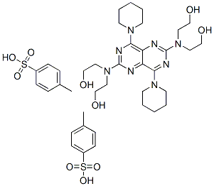 2,2',2'',2'''-[(4,8-dipiperidinopyrimido[5,4-d]pyrimidine-2,6-diyl)dinitrilo]tetraethanol bis(toluene-p-sulphonate) Struktur