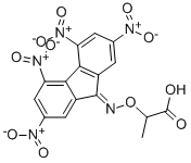 (+),(-)-A-2,4,5,7-TETRANITRO-9-FLUORENYLIDENEAMINOOXYPROPIONIC ACID Struktur